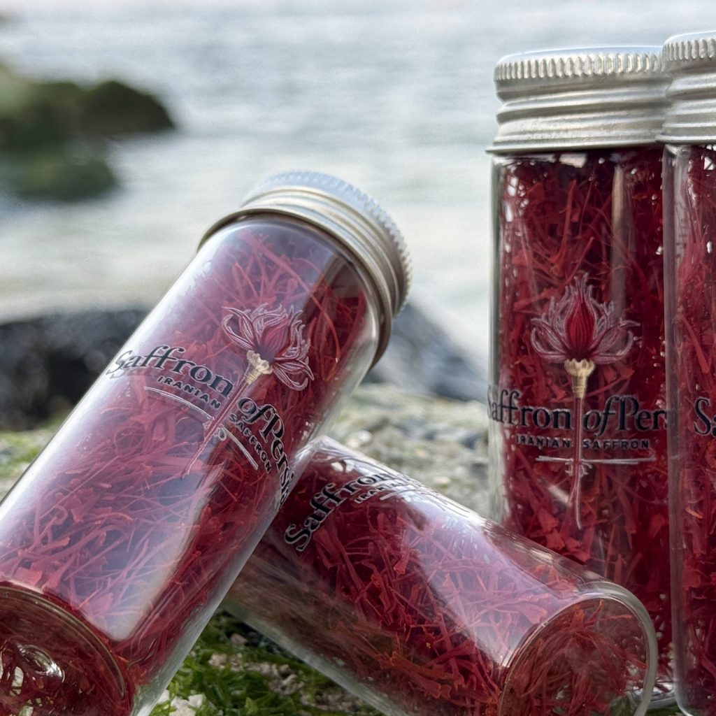 Premium Saffron of Persia Iranian saffron threads in elegant glass vials