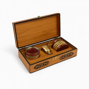 Luxury Diamond Set – 10g Super Negin Saffron A++ Grade with Mortar in Exquisite Wooden Box